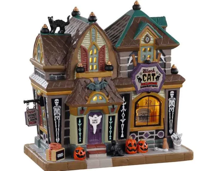 Lemax 05610 - Black Cat Halloween Decor - Spooky Town Houses