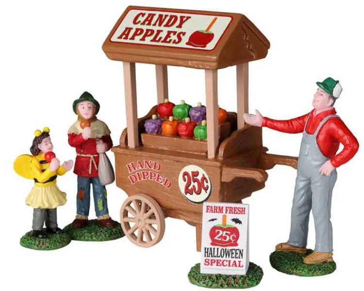Lemax 22108 - Candy Apple Cart, Set Of 5 - Spooky Town Halloween Village Figurines