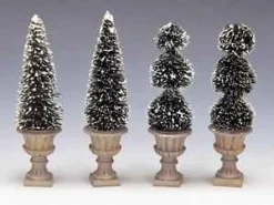 Lemax 34965 - Cone-Shaped & Sculpted Topiaries, Set Of 4 - Christmas Village Trees