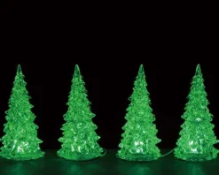 Lemax 94518 - Crystal Lighted Tree, 3 Color Changeable, Small, Set/4, Battery-Operated (4.5-Volt) - Trees