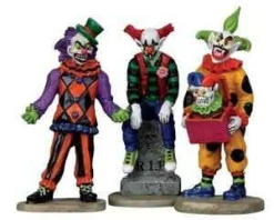 Lemax 12885 - Evil Sinister Clowns, Set Of 3 - Spooky Town Halloween Village Figurines