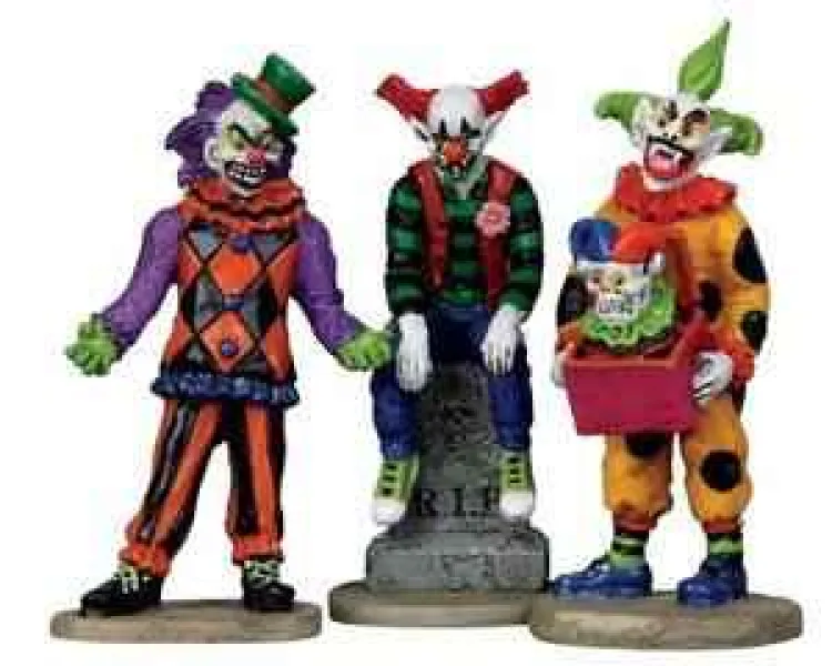 Lemax 12885 - Evil Sinister Clowns, Set Of 3 - Spooky Town Halloween Village Figurines