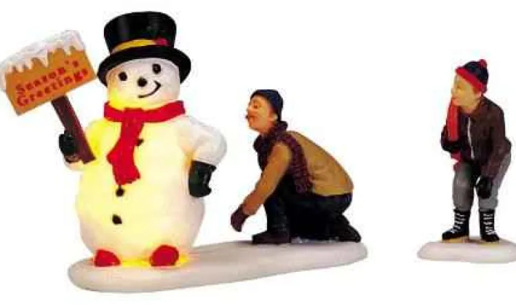 Lemax 04511 - Frosty's Friendly Greeting, Set Of 2 B/O (4.5V) - Christmas Village Table Pieces