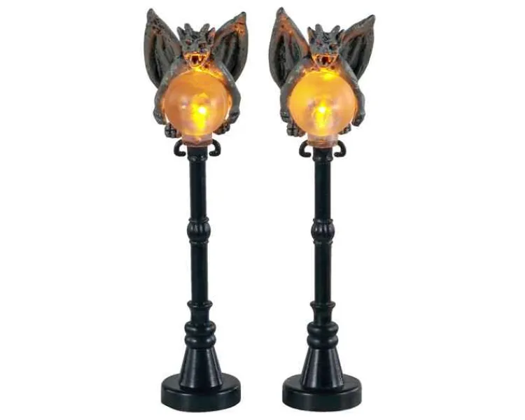 Lemax 14829 - Gargoyle Lamp Post, Set Of 2, Battery-Operated (4.5V) - Spooky Town Accessories