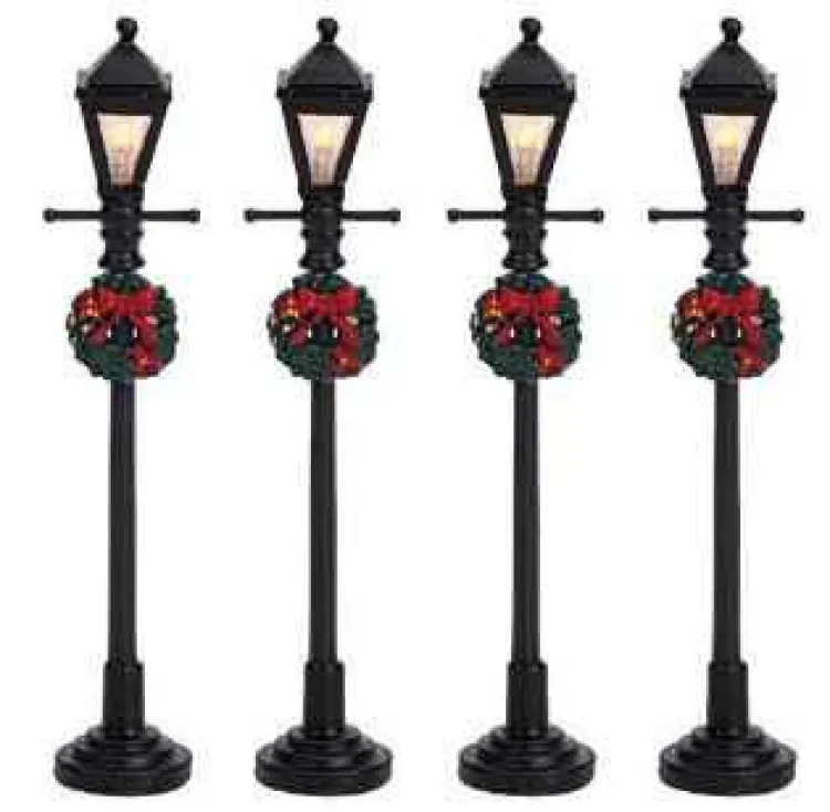 Lemax 64498 - Gas Lantern Street Lamp, Set Of 4, Battery-Operated (4.5V) - Christmas Village Misc. Accessories