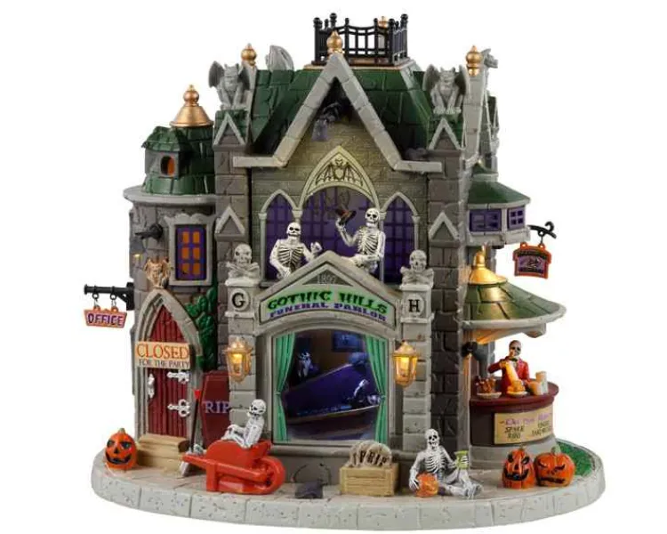 Lemax 35002 - Gothic Hills Funeral Parlor, Battery-Operated (4.5-Volt) - Spooky Town Houses