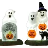 Lemax 24934 - Happy Halloween Ghosts, Set Of 2, Battery-Operated (4.5-Volt) - Spooky Town Halloween Village Accessories