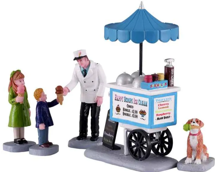 Lemax 12037 - Happy Scoops Ice Cream Cart, Set Of 5 - Figurines