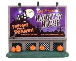 Lemax 34075 - Haunted House Billboard, Battery-Operated (4.5-Volt) - Spooky Town Accessories