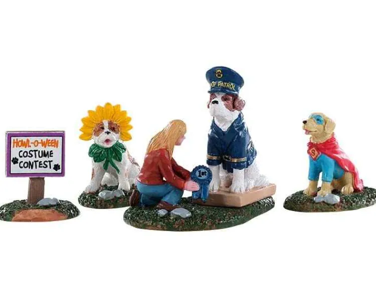 Lemax 92731 - Howl-O-Ween Contest, Set Of 4 - Spooky Town Figurines
