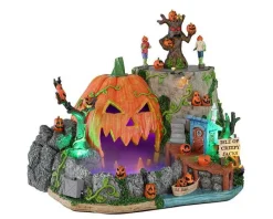 Lemax 14824 - Isle Of Creepy Jacks, With 4.5-Volt Adaptor - Spooky Town Halloween Village Accessories
