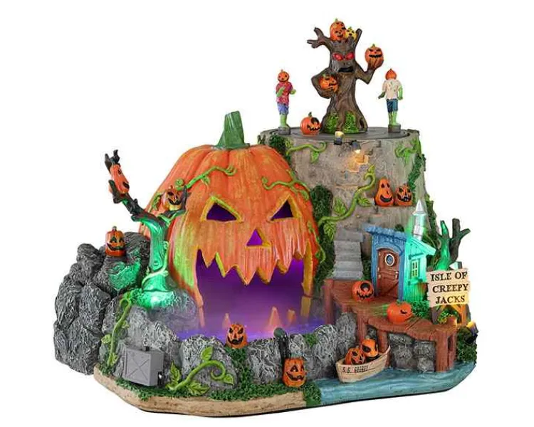 Lemax 14824 - Isle Of Creepy Jacks, With 4.5-Volt Adaptor - Spooky Town Halloween Village Accessories