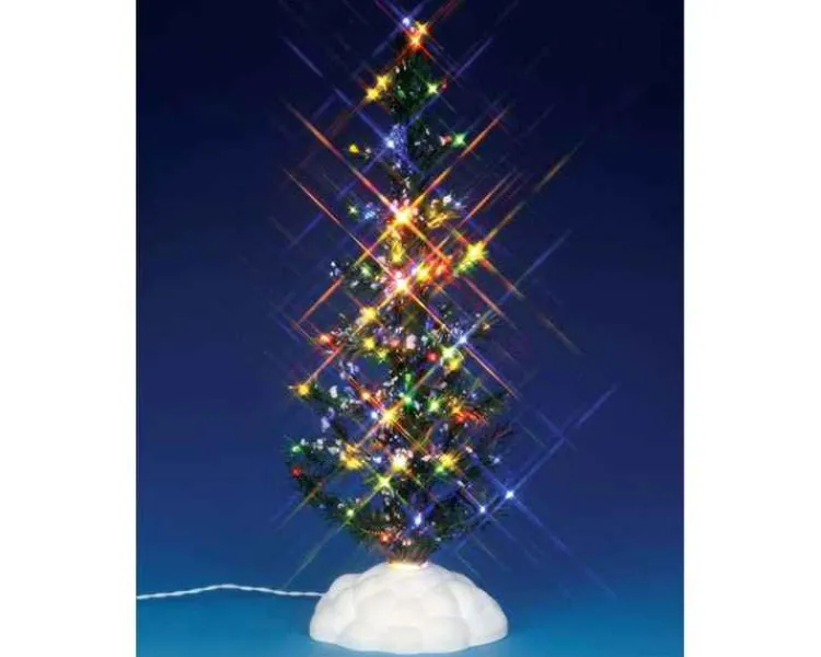 Lemax 54950 - Lighted Pine Tree, Multi, Large, Battery-Operated (4.5V) - Christmas Village Trees