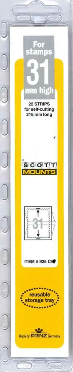 Scott 31 Mm X 215 Mm Strip Clear Mount (22 Mounts)