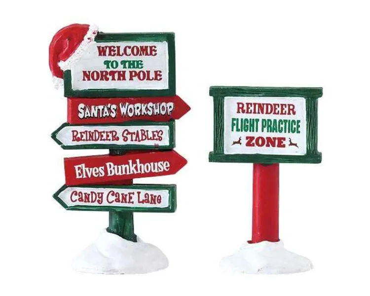 Lemax 74325 - North Pole Signs, Set Of 2 - Misc. Accessories