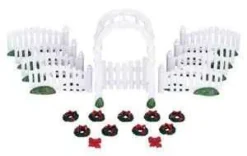 Lemax 04233 - Plastic Arbor & Picket Fences With Decorations, Set Of 20 - Christmas Village Accessories