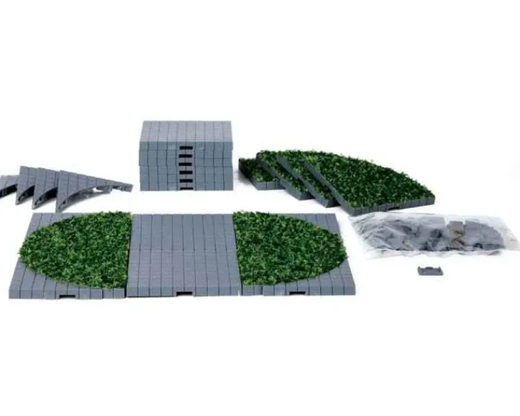 Lemax 64108 - Plaza System (Grey, Round Grass) - 24 Pcs - Landscape