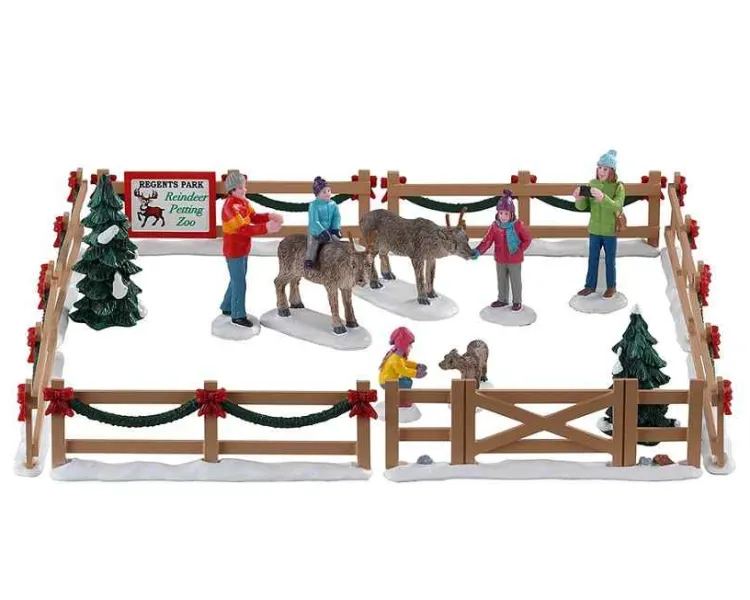 Lemax 93434 - Reindeer Petting Zoo, Set Of 17 - Table Pieces
