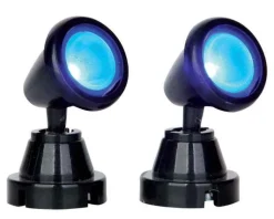 Lemax 54945 - Round Spot Light, Blue, Set Of 2, Battery-Operated (4.5V) - Electrical Accessories