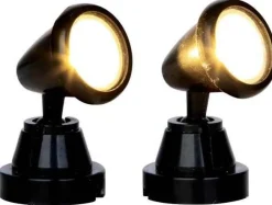 Lemax 44756 - Round Spot Lights, Set Of 2, Battery-Operated (4.5V) - Christmas Village Misc. Accessories