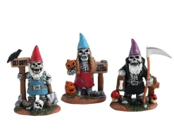 Lemax 14832 - Skeleton Garden Gnomes, Set Of 3 - Spooky Town Accessories