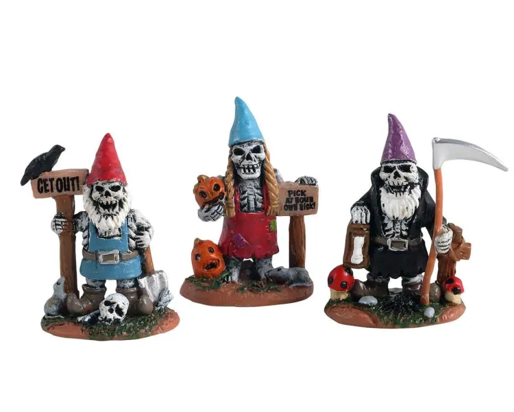 Lemax 14832 - Skeleton Garden Gnomes, Set Of 3 - Spooky Town Accessories