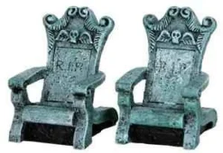 Lemax 34615 - Tombstone Chairs, Set Of 2 - Spooky Town Halloween Village Accessories
