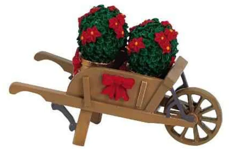 Lemax 64479 - Wheelbarrow With Poinsettias - Christmas Village Misc. Accessories