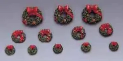 Lemax 34957 - Wreaths With Red Bow, Set Of 12 - Christmas Village Misc. Accessories
