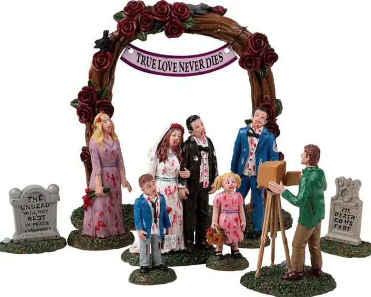 Lemax 23587 - Zombie Wedding Party, Set Of 9 - Spooky Town Halloween Village Accessories